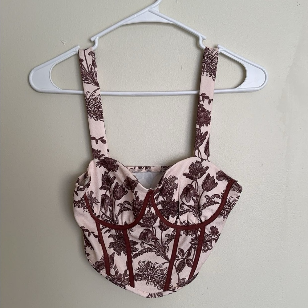 floral white/brown tank top